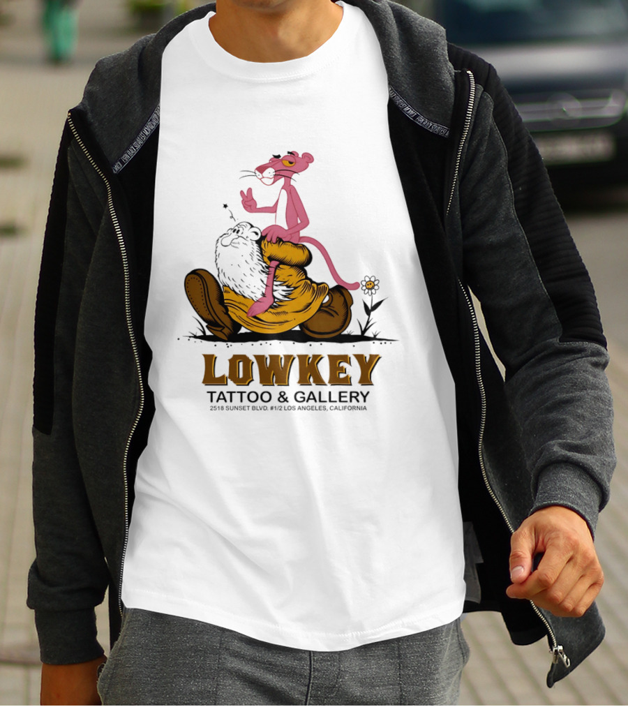 Pink Panther Lowkey Tattoo Gallery 2516 Sunset Blvd Los Angeles California T-Shirt