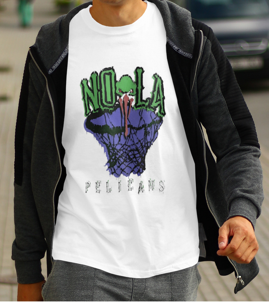NOLA New Orleans Pelicans Basketball Hoop T-Shirt
