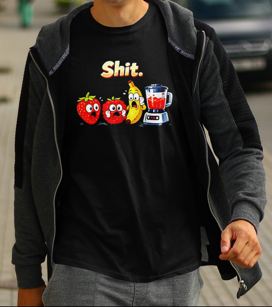 Panic Fruit Characters Blender Humor Smoothie Shit T-Shirt