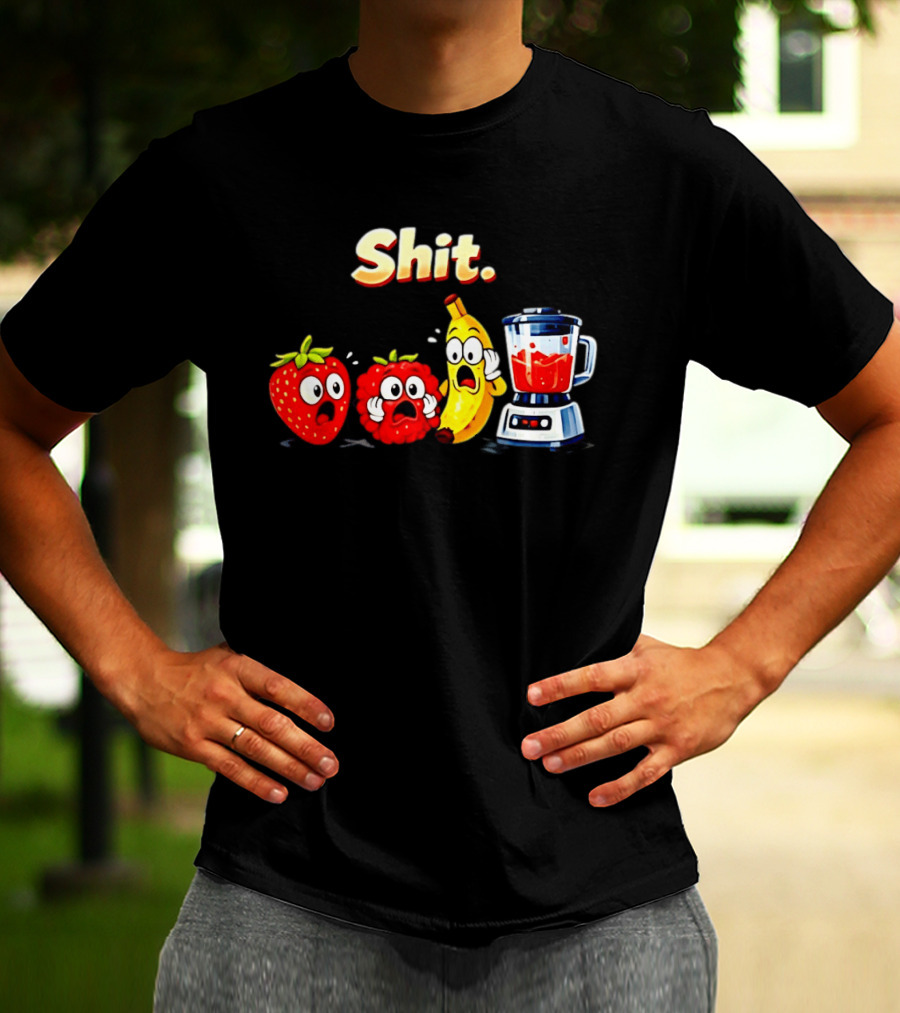 Panic Fruit Characters Blender Humor Smoothie Shit T-Shirt