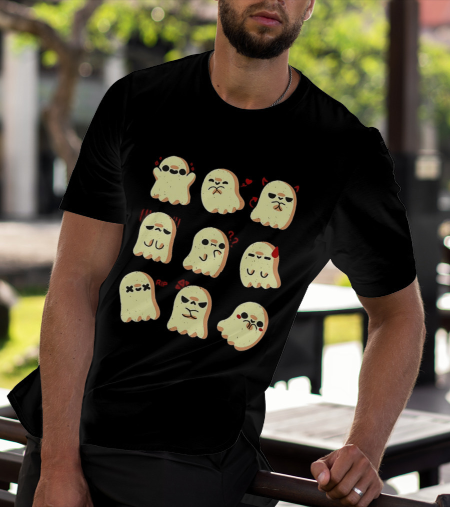 Ghost Emotions Cute Cartoon Ghosts With Various Expressions Halloween T-Shirt