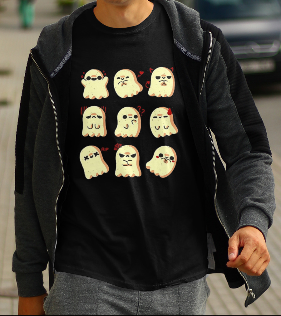 Ghost Emotions Cute Cartoon Ghosts With Various Expressions Halloween T-Shirt