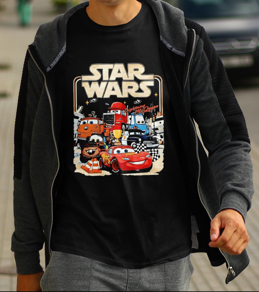 STAR WARS Lightning McQueen Racing Adventure With Cars Characters T-Shirt