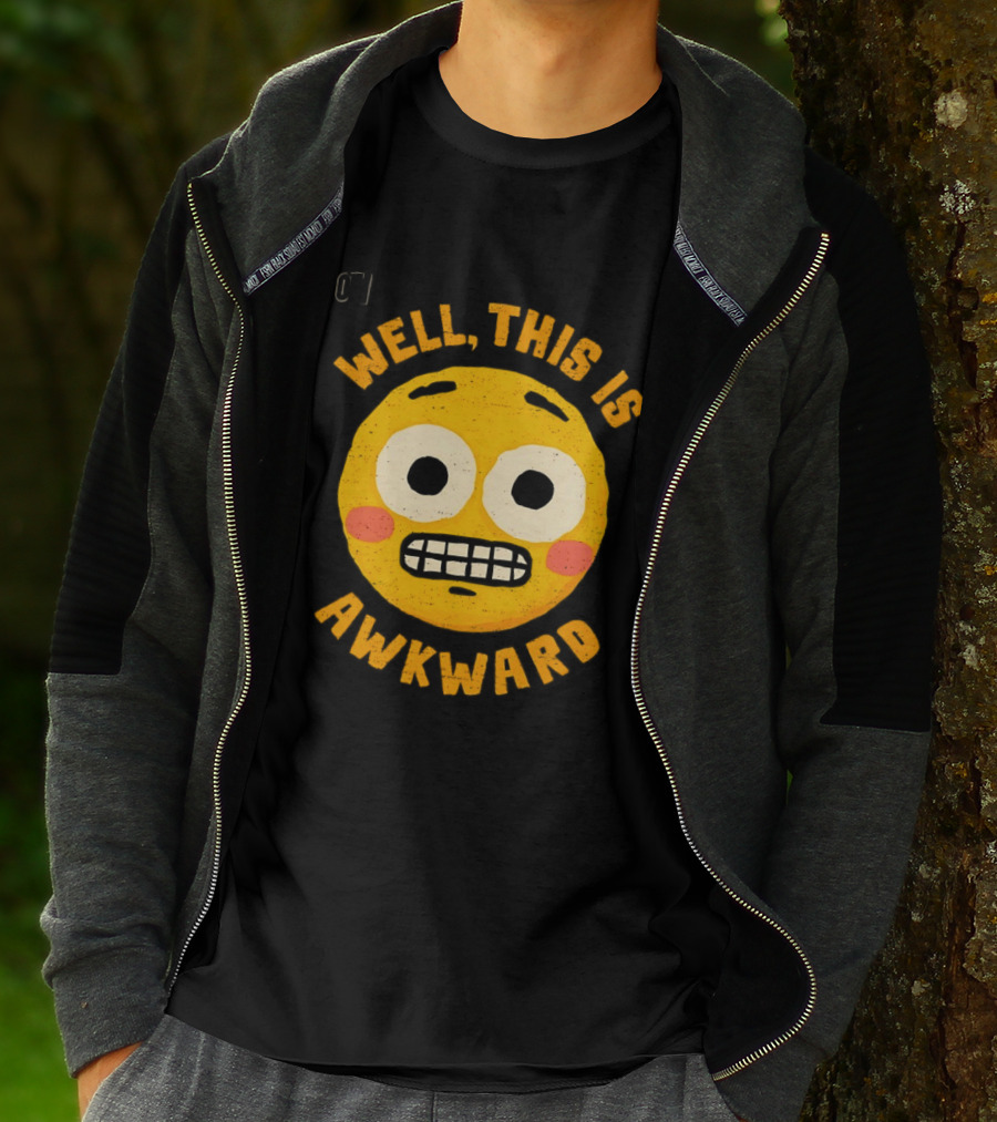 Well This Is Awkward Emoji Expression T-Shirt