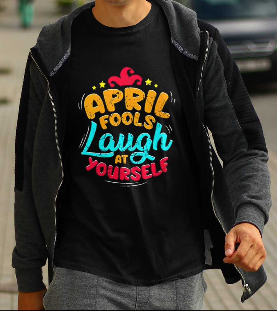 April Fools Laugh At Yourself Fun Jester Hat Stars T-Shirt
