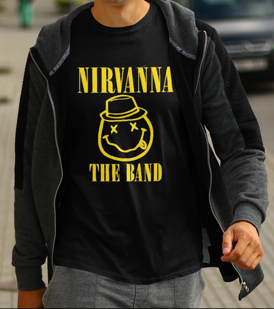 Nirvana Smiley Face Hat Logo The Band T-Shirt