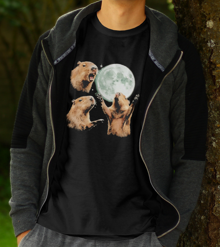 Capybara Howling At Full Moon Tranquility T-Shirt