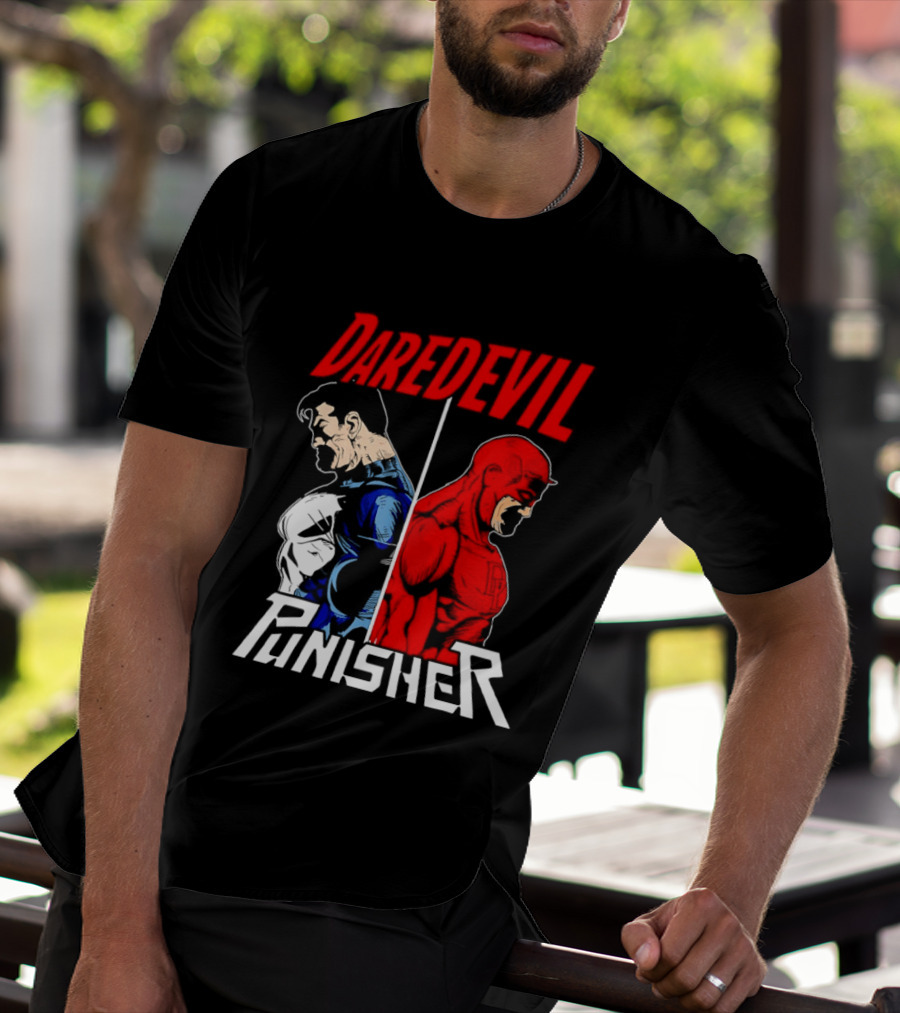 Daredevil Punisher Split Silhouette Marvel Characters T-Shirt