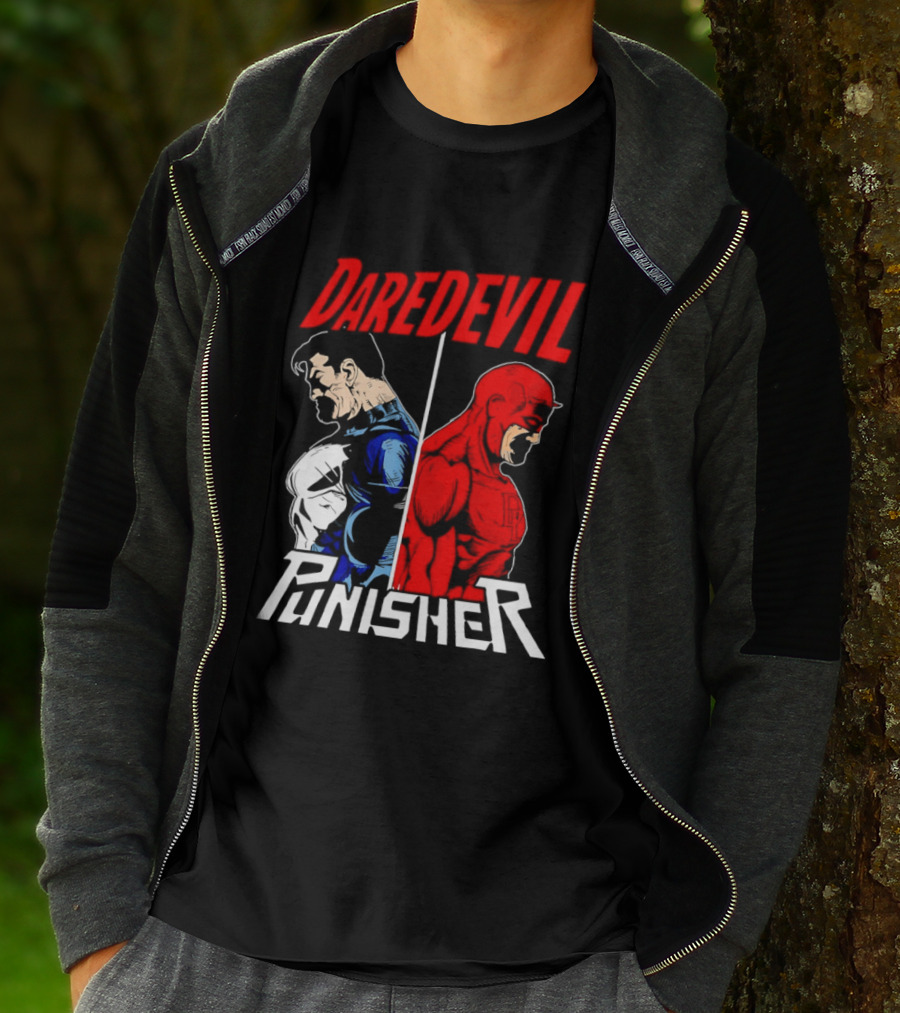 Daredevil Punisher Split Silhouette Marvel Characters T-Shirt