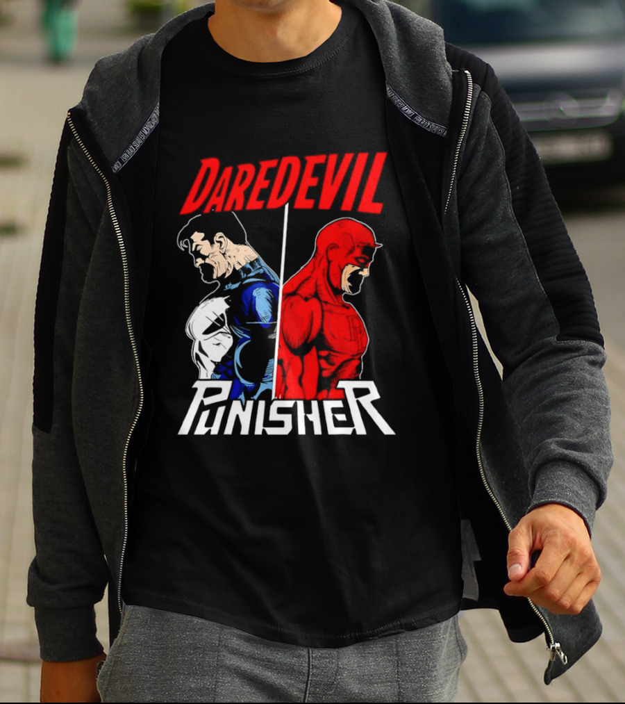 Daredevil Punisher Split Silhouette Marvel Characters T-Shirt
