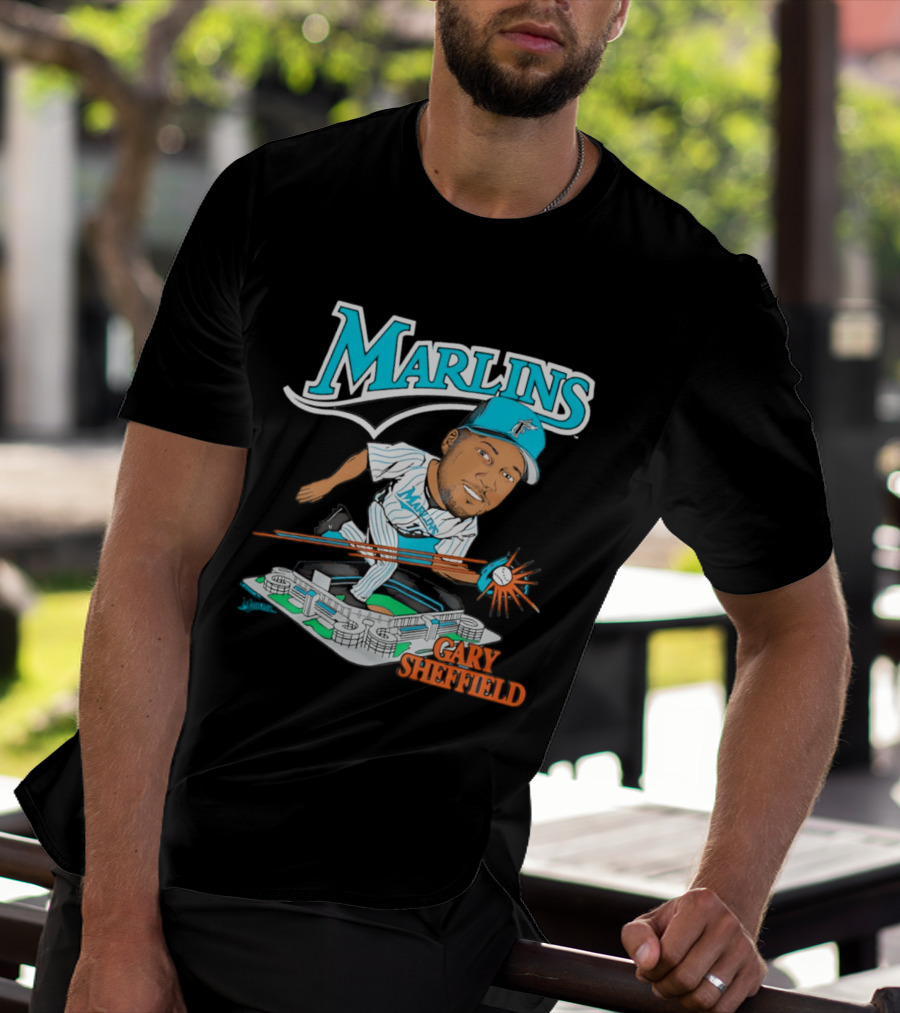 Florida Marlins Gary Sheffield Caricature Baseball MLB Player T-Shirt