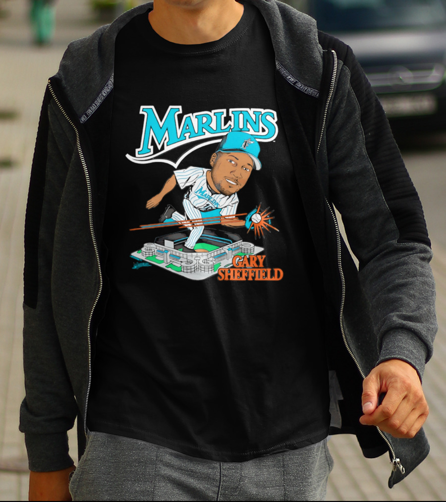 Florida Marlins Gary Sheffield Caricature Baseball MLB Player T-Shirt