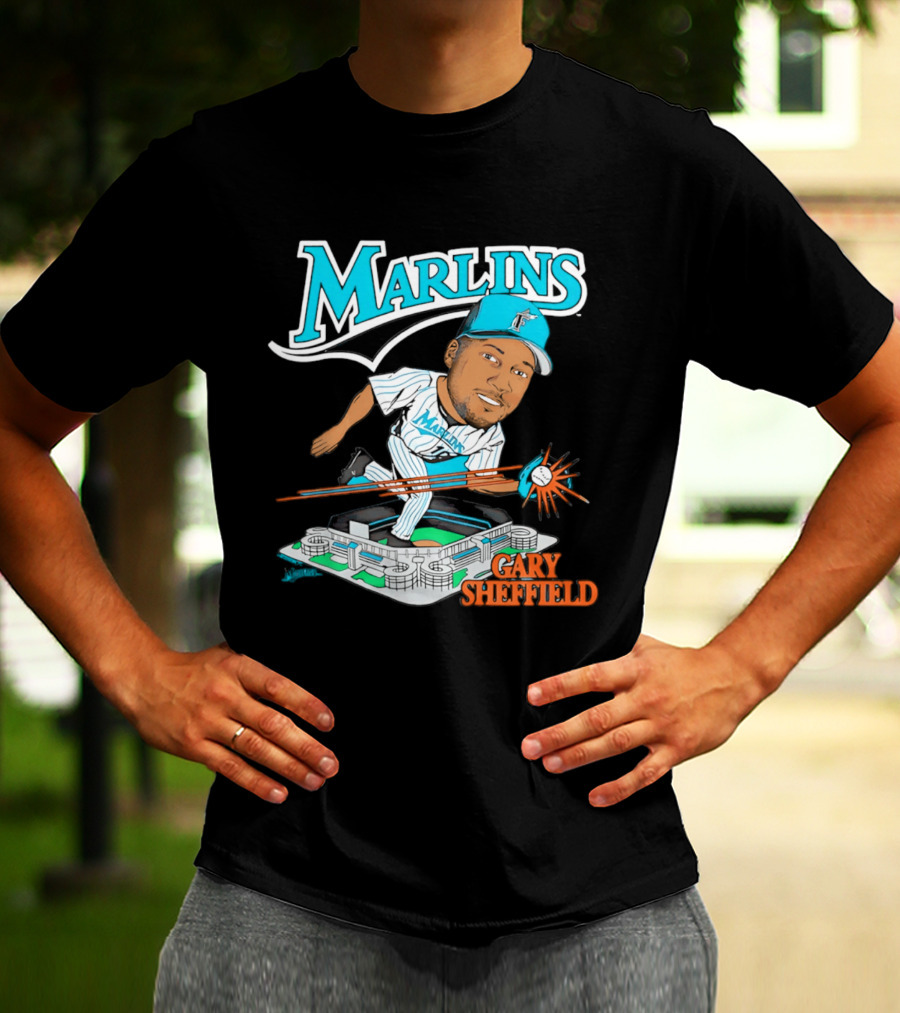 Florida Marlins Gary Sheffield Caricature Baseball MLB Player T-Shirt
