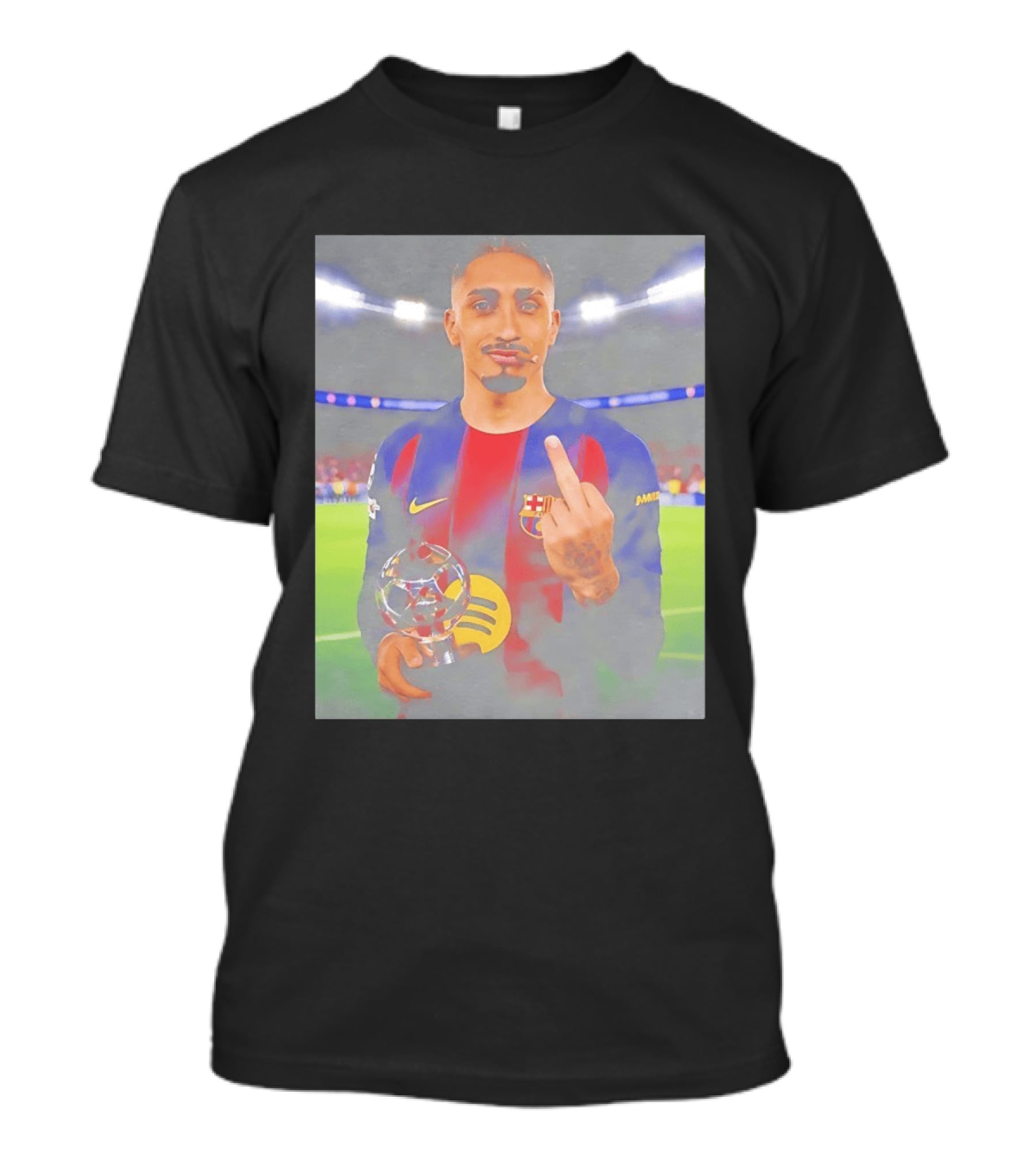 Raphinha Barcelona Middle Finger Gesture Soccer Stadium Scene T-Shirt