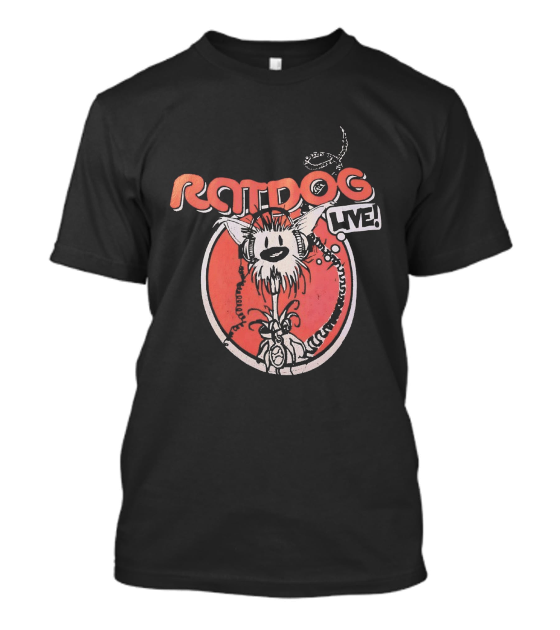 Ratdog Live Cartoon Character With Headphones And Tail T-Shirt