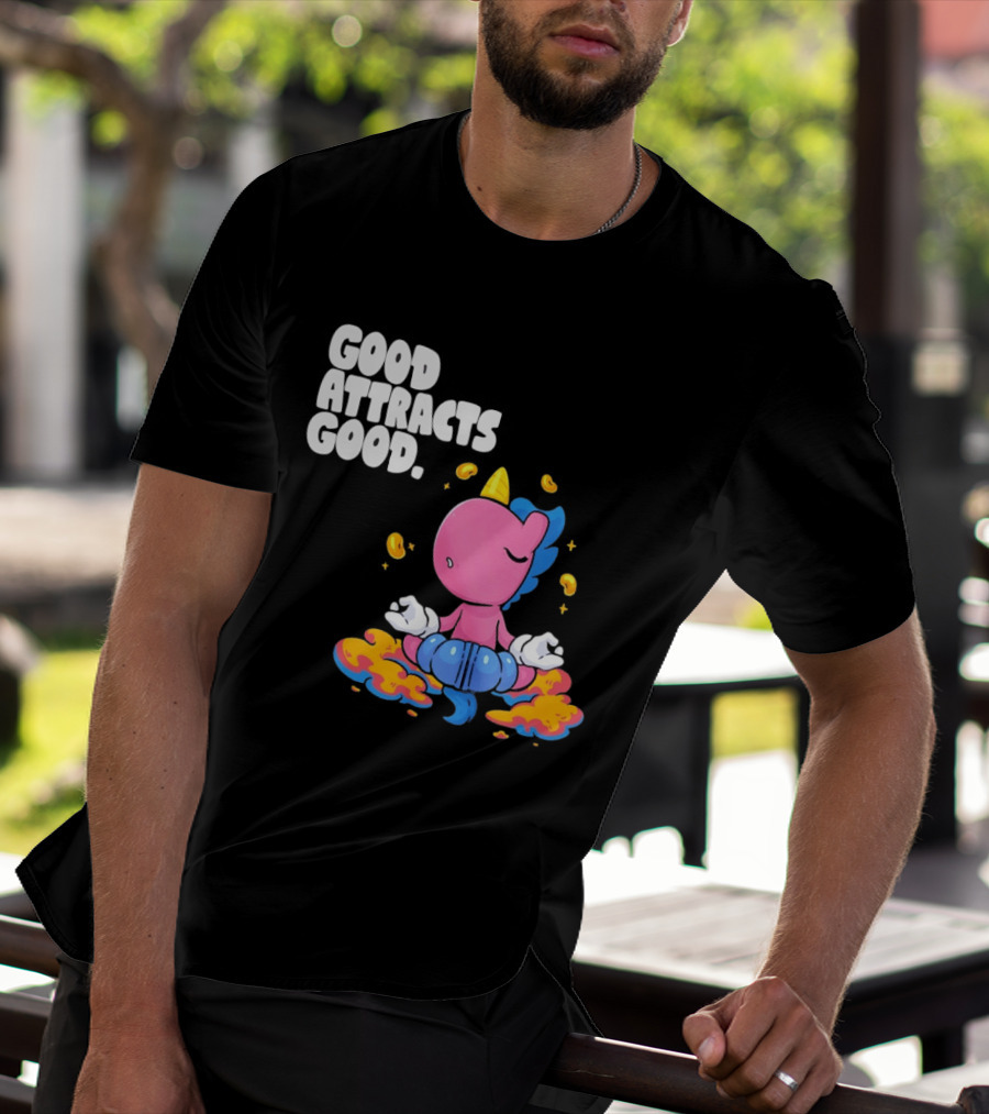 Good Attracts Good Unicorn Cartoon Meditation Coins T-Shirt