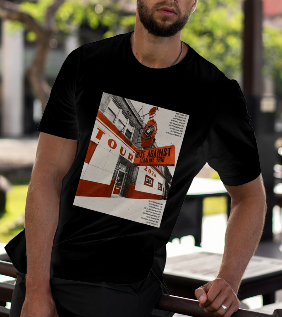 Rise Against Alkaline Trio Tour 2026 North America Dates Dallas Austin Chicago Seattle T-Shirt