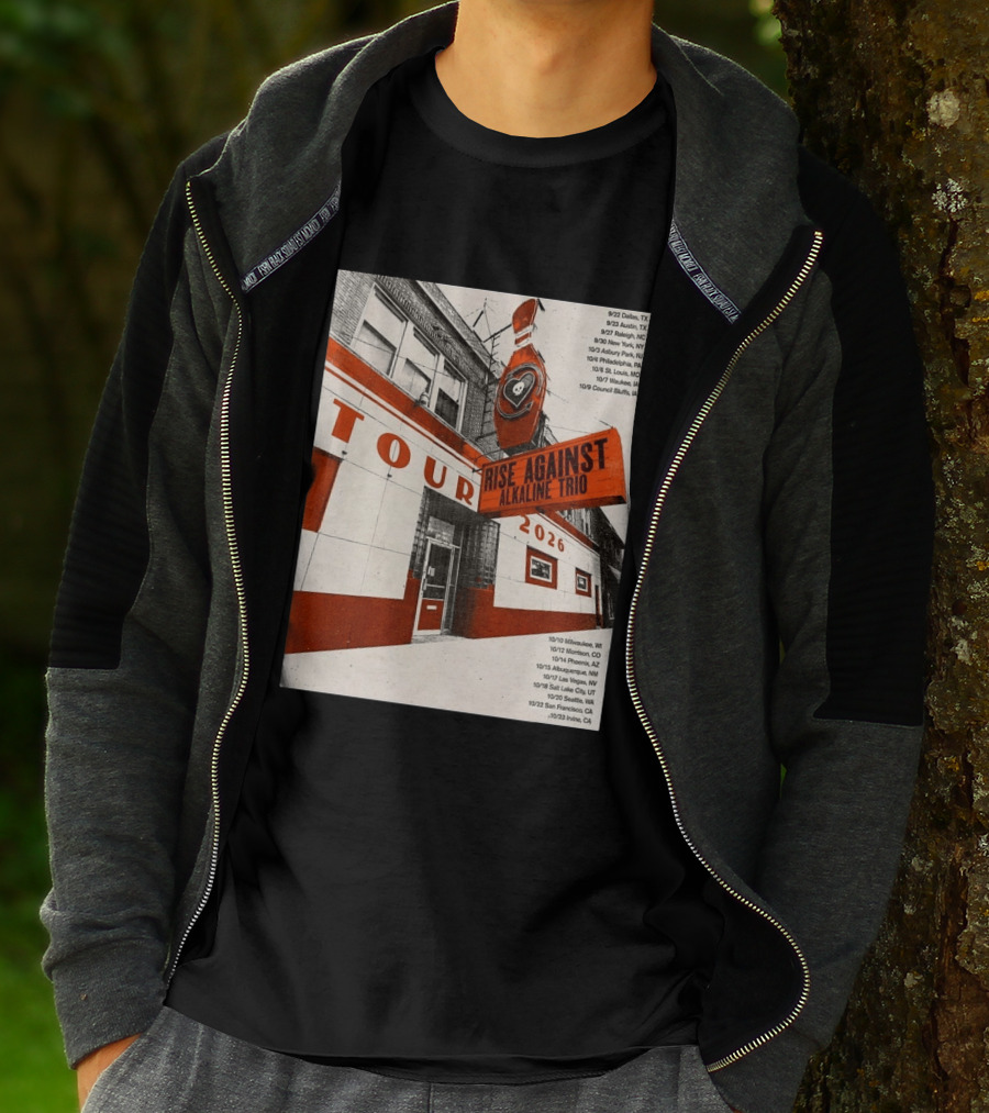 Rise Against Alkaline Trio Tour 2026 North America Dates Dallas Austin Chicago Seattle T-Shirt