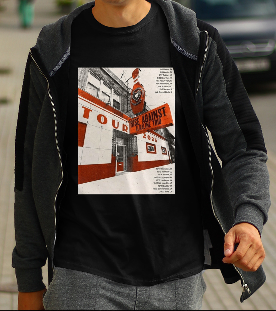 Rise Against Alkaline Trio Tour 2026 North America Dates Dallas Austin Chicago Seattle T-Shirt