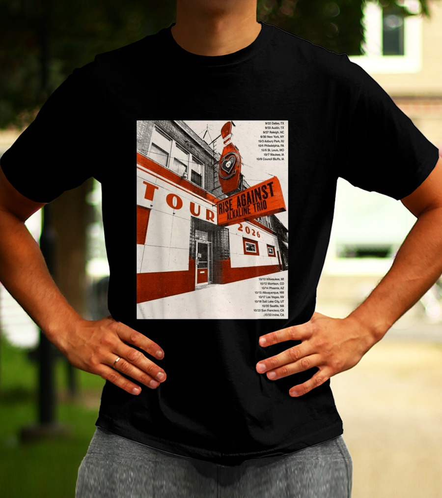 Rise Against Alkaline Trio Tour 2026 North America Dates Dallas Austin Chicago Seattle T-Shirt