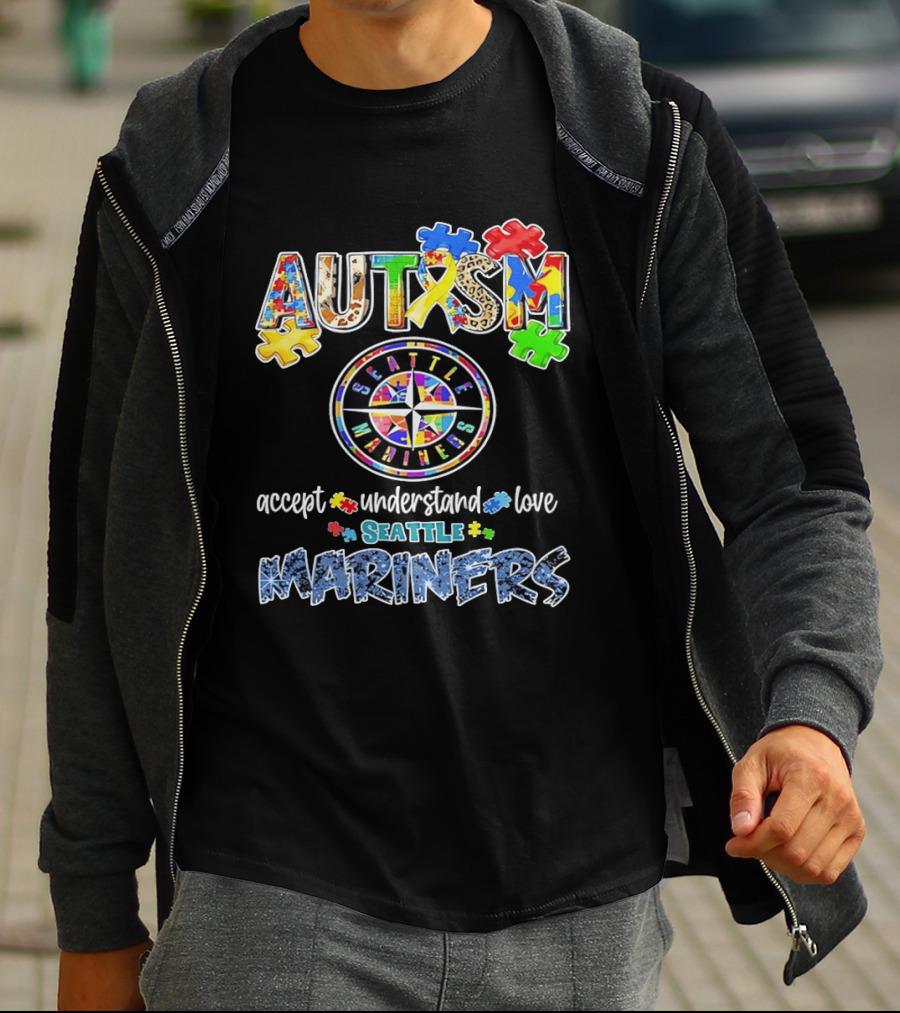 Seattle Mariners Autism Awareness Accept Understand Love Puzzle Pieces 2026 T-Shirt