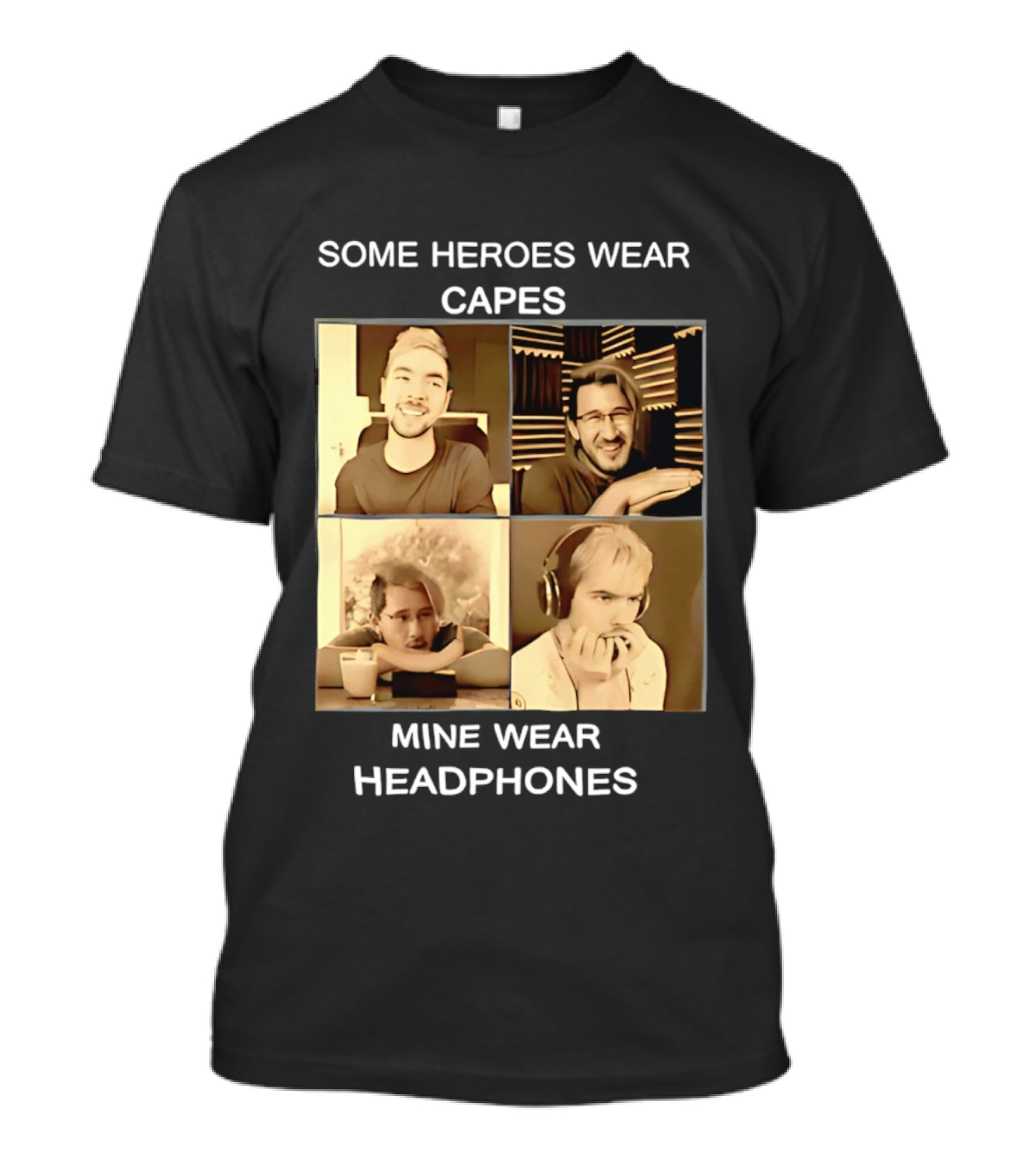 Some Heroes Wear Capes Mine Wear Headphones Retro Style Gamer T-Shirt