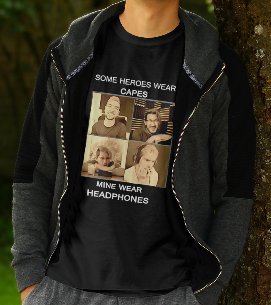 Some Heroes Wear Capes Mine Wear Headphones Retro Style Gamer T-Shirt