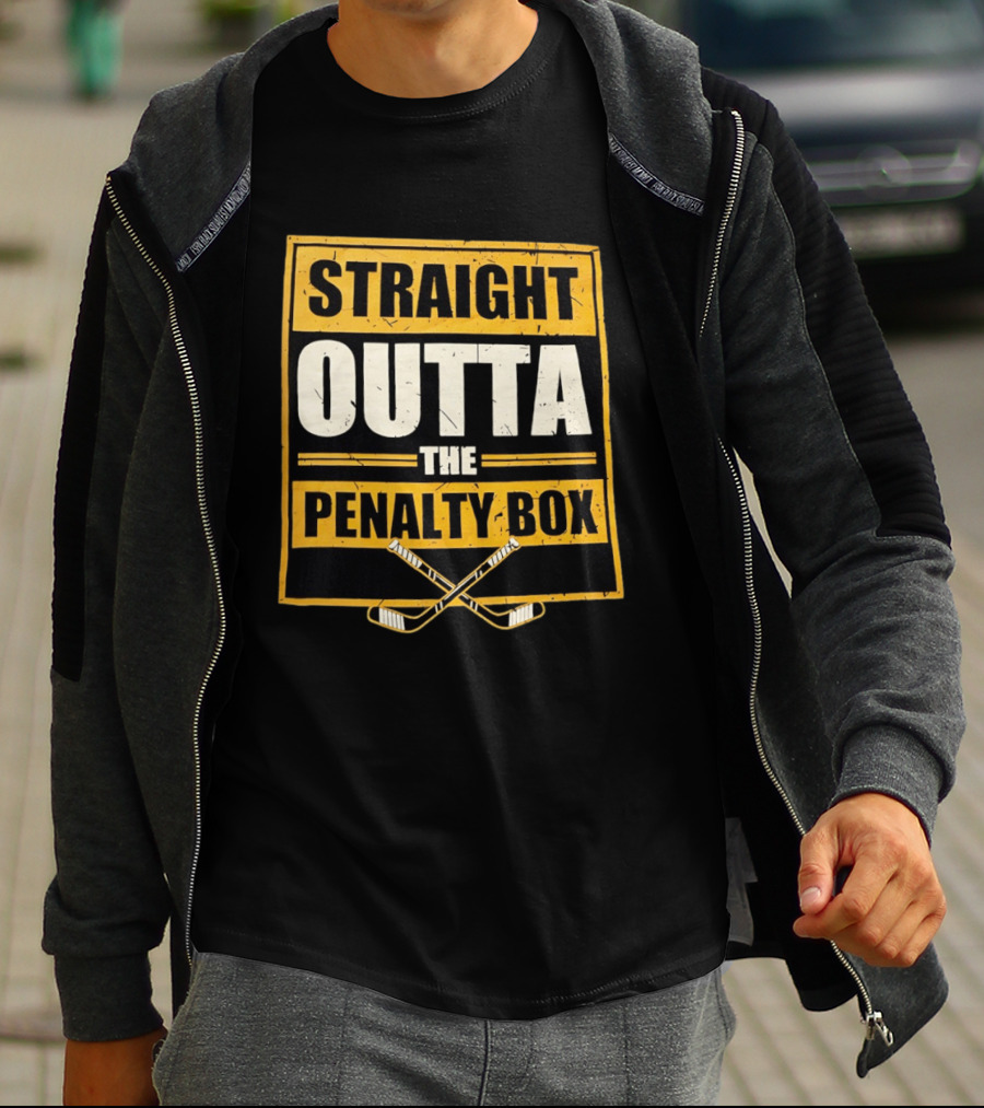 Straight Outta The Penalty Box Hockey Crossed Sticks T-Shirt