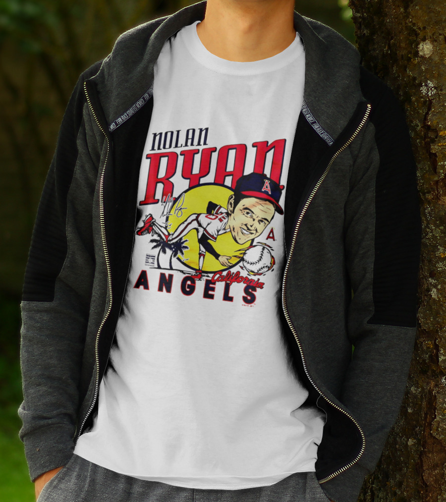 Nolan Ryan California Angels Caricature T-Shirt
