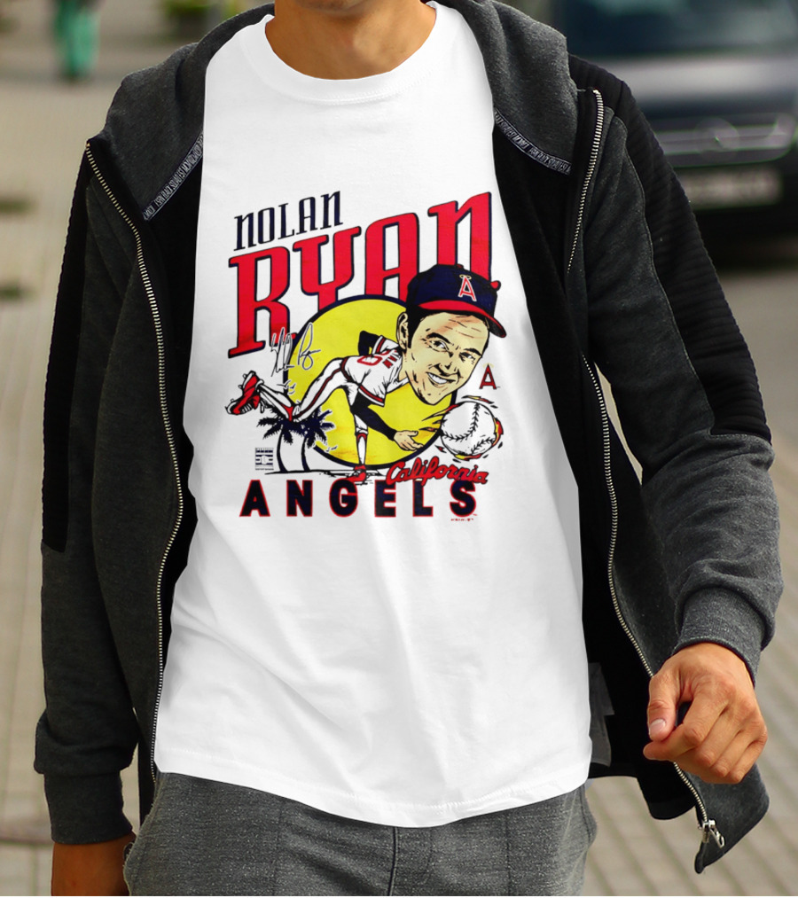 Nolan Ryan California Angels Caricature T-Shirt