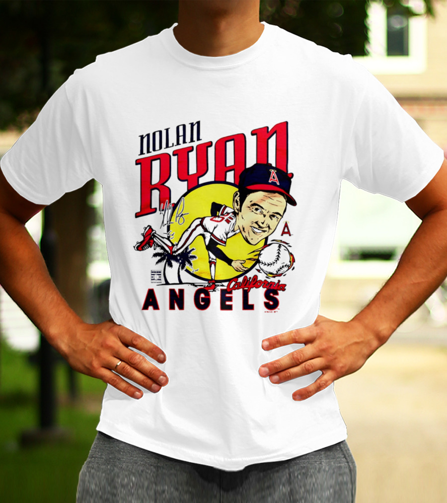 Nolan Ryan California Angels Caricature T-Shirt