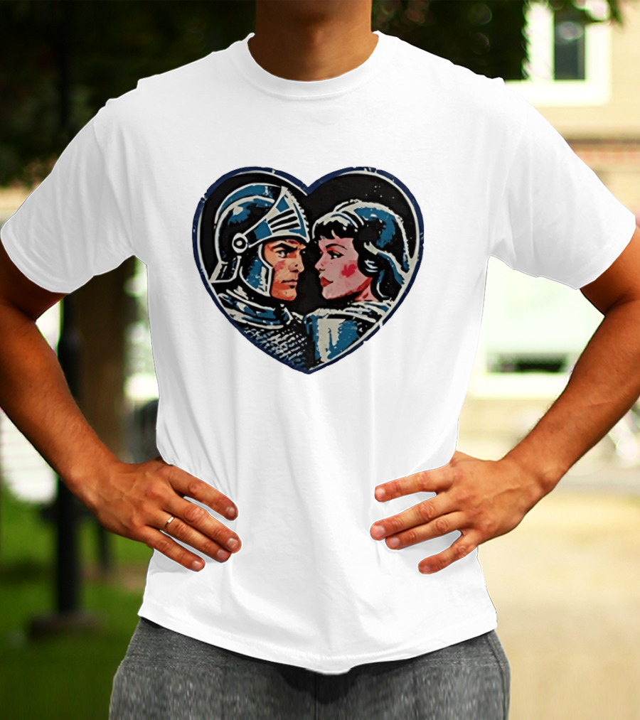 Couple Knight Medieval Dark Fantasy Heart Shape T-Shirt