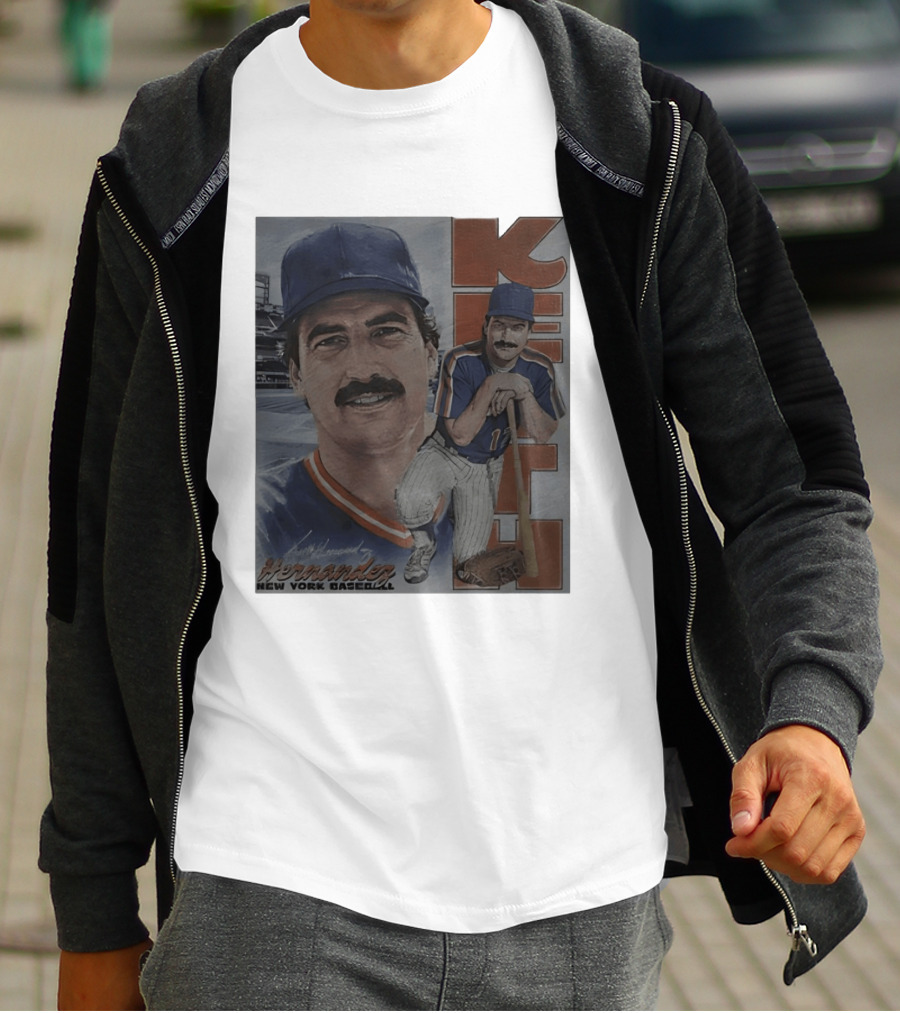 Keith Hernandez New York Baseball Mets Player Portrait With Bat T-Shirt