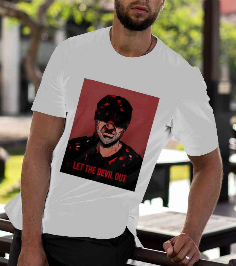 Daredevil Let The Devil Out Blindfolded Hero T-Shirt