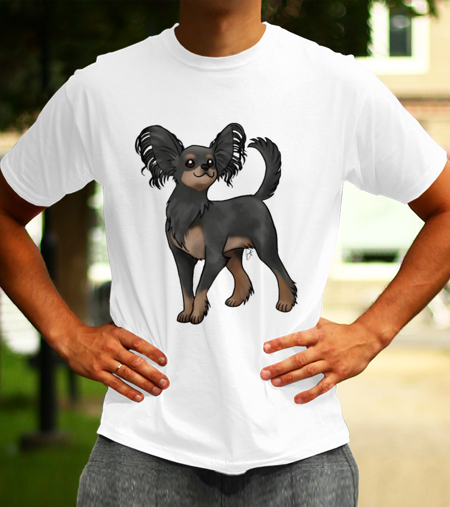 Russian Toy Dog Long Hair Black And Tan T-Shirt