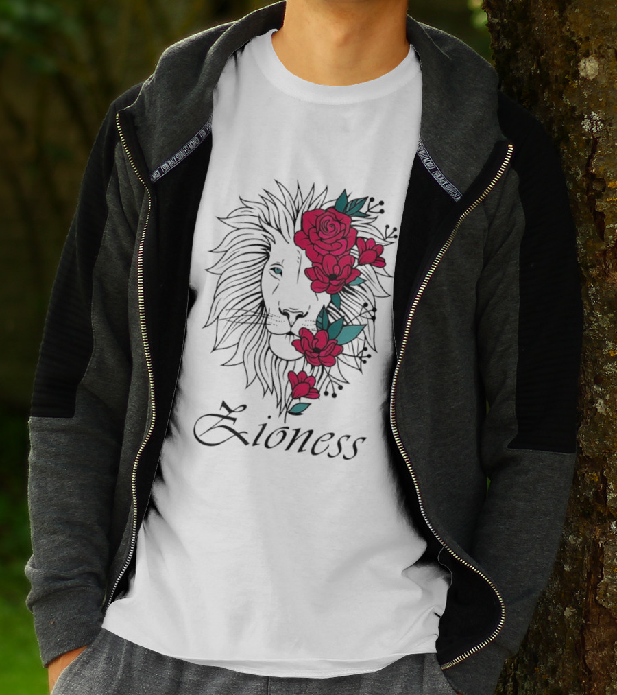 Lion Head Rose Lioness Zioness T-Shirt