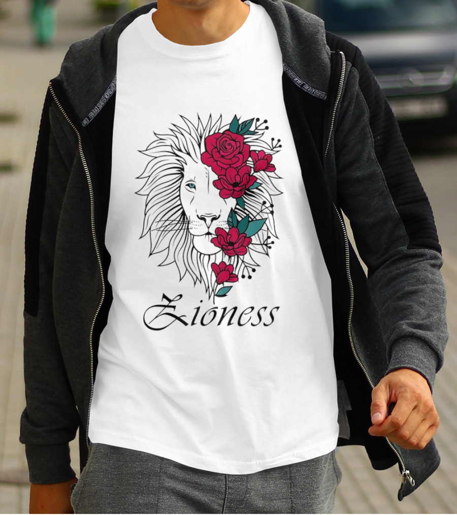 Lion Head Rose Lioness Zioness T-Shirt