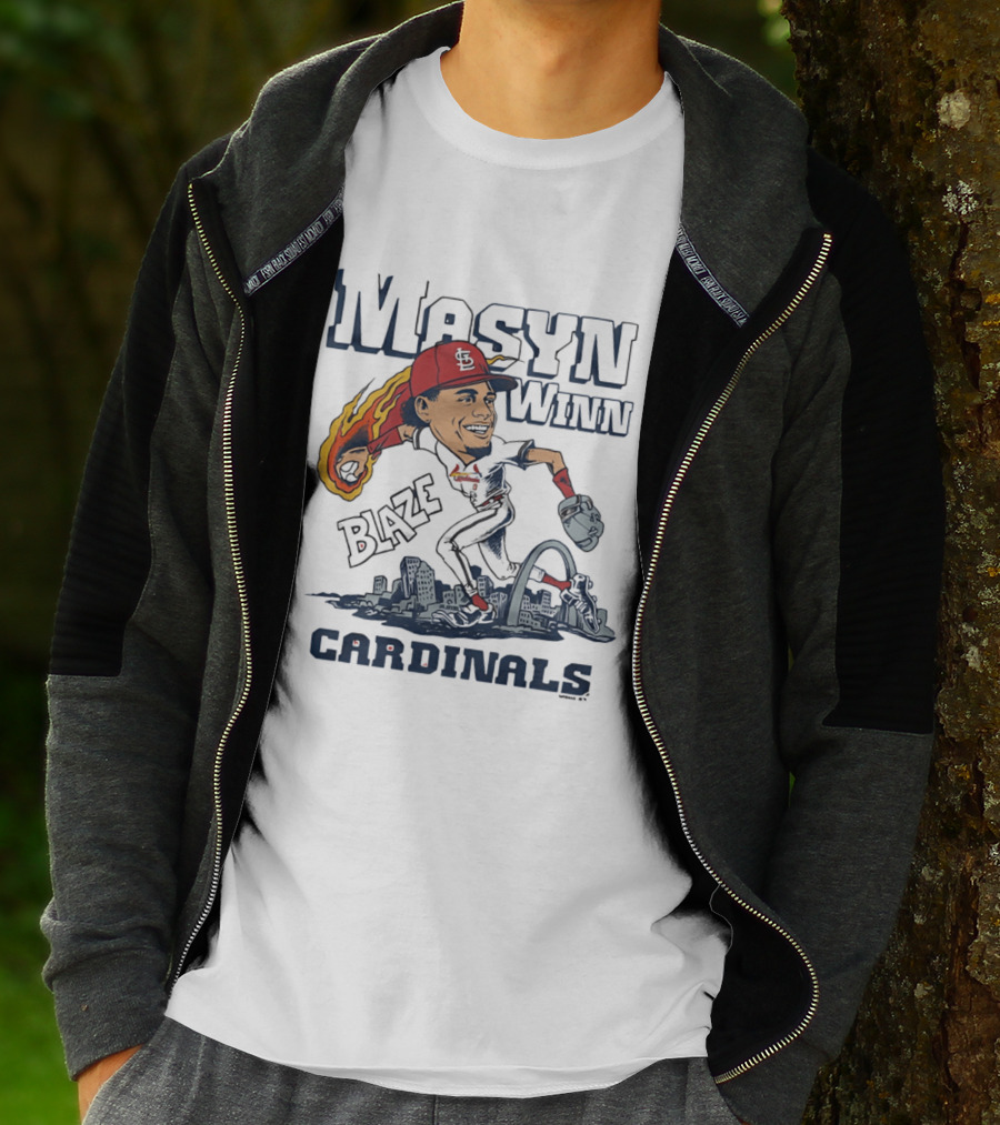 St. Louis Cardinals Masyn Winn Blaze Arch Skyline Caricature T-Shirt