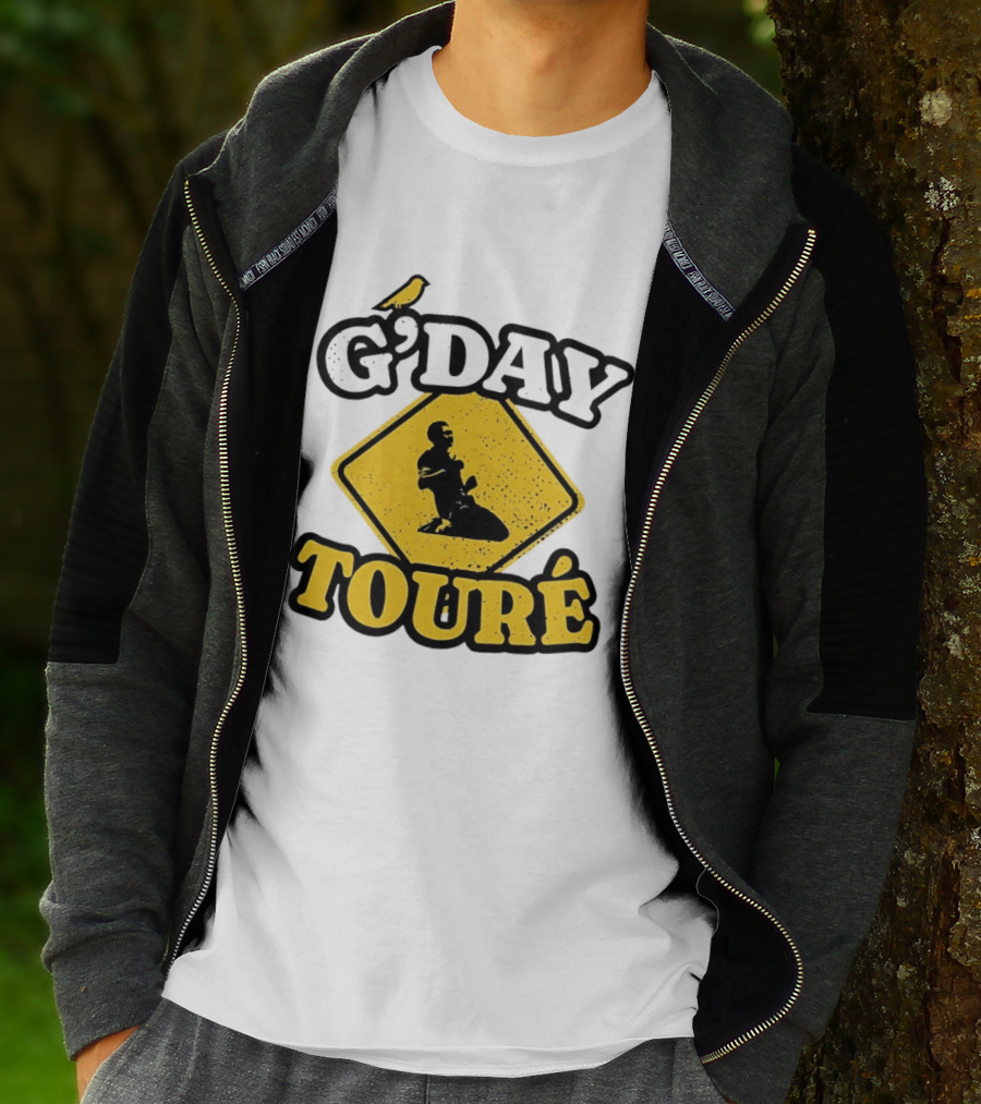 G'Day Toure Yellow Sign Kneeling Silhouette Bird T-Shirt