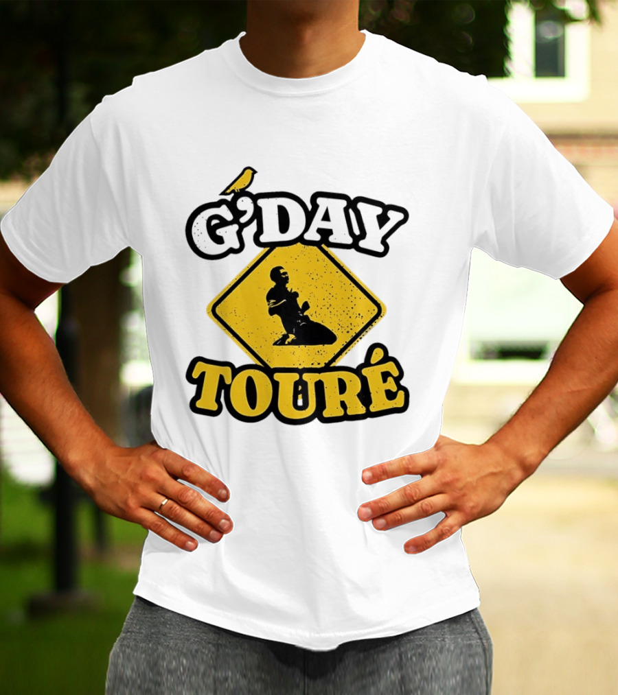 G'Day Toure Yellow Sign Kneeling Silhouette Bird T-Shirt