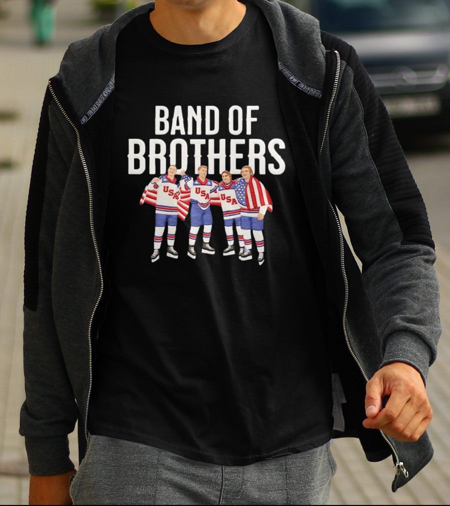 Band Of Brothers USA Hockey Winter Olympics Quinn Hughes Brady Tkachuk Jack Hughes Matthew Tkachuk T-Shirt