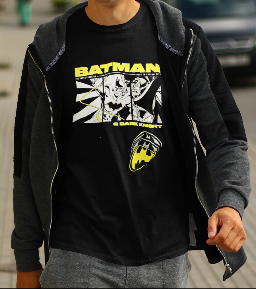 Batman Dark Knight Yellow Caped Crusader Montage T-Shirt