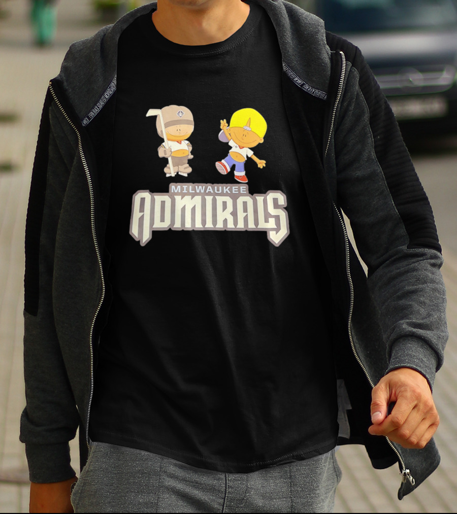 Milwaukee Admirals Cartoon Characters Hockey Kids T-Shirt
