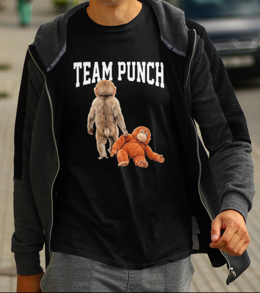 Team Punch Viral Monkey Stuffed Toy Fun T-Shirt
