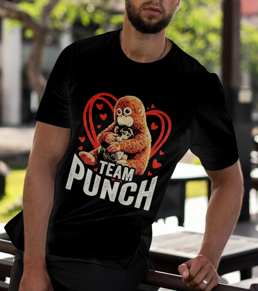 Team Punch Monkey Heart Loving Hug T-Shirt