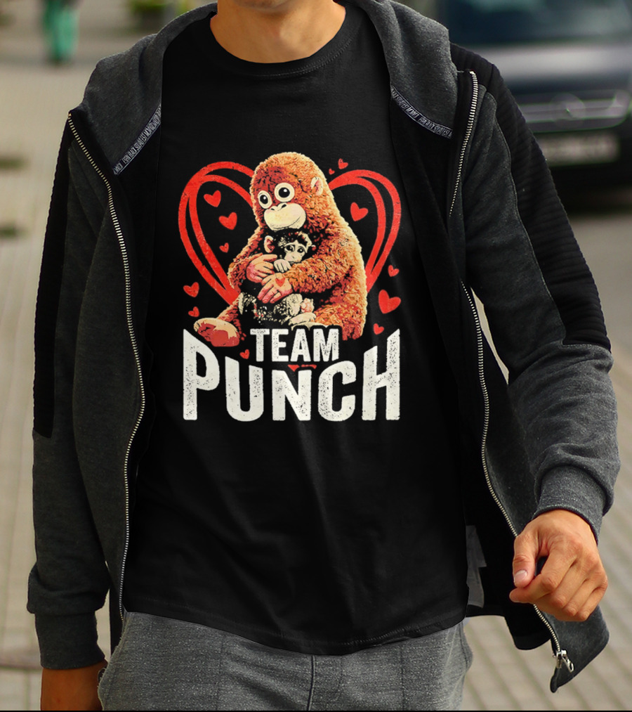 Team Punch Monkey Heart Loving Hug T-Shirt