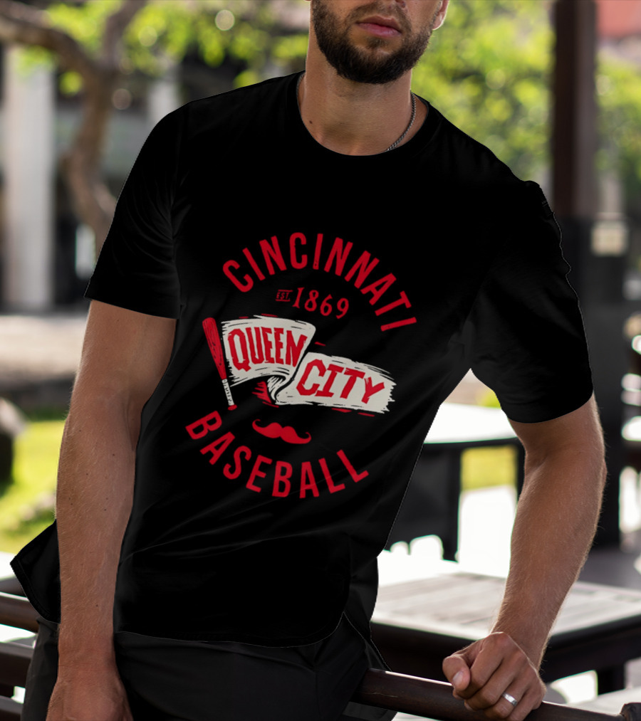 Cincinnati Queen City Baseball Est. 1869 Grunge Pennant T-Shirt
