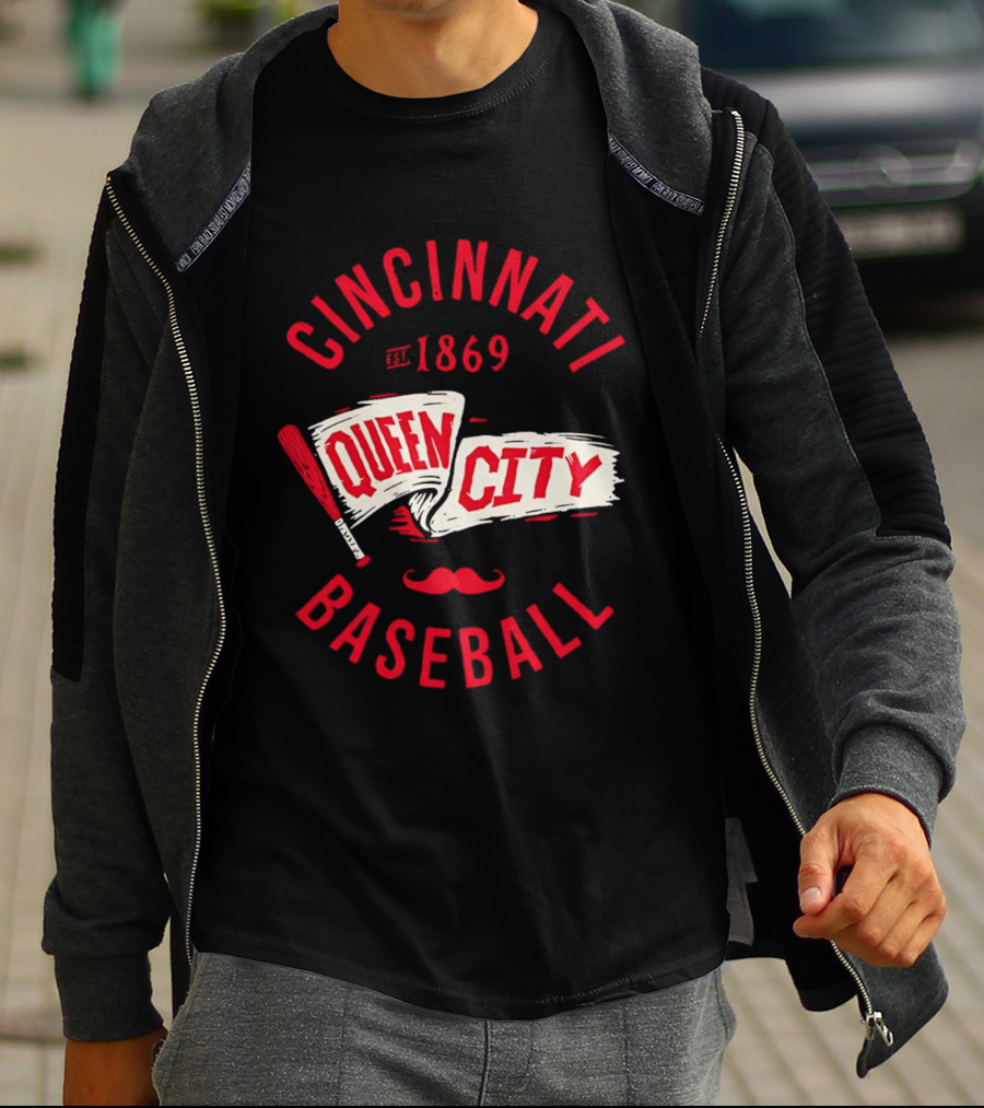 Cincinnati Queen City Baseball Est. 1869 Grunge Pennant T-Shirt