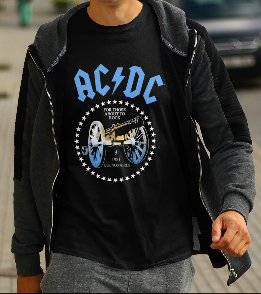 AC DC Argentina PWR Up World Tour 2026 Estadio River Plate Buenos Aires March 23 27 31 We Salute You Rock Por Todos Juegos 1981 T-Shirt