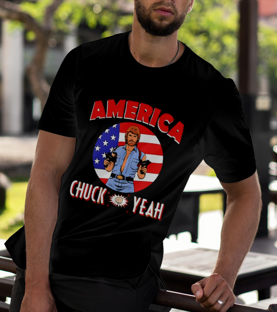 America Chuck Yeah Chuck Norris USA Flag T-Shirt
